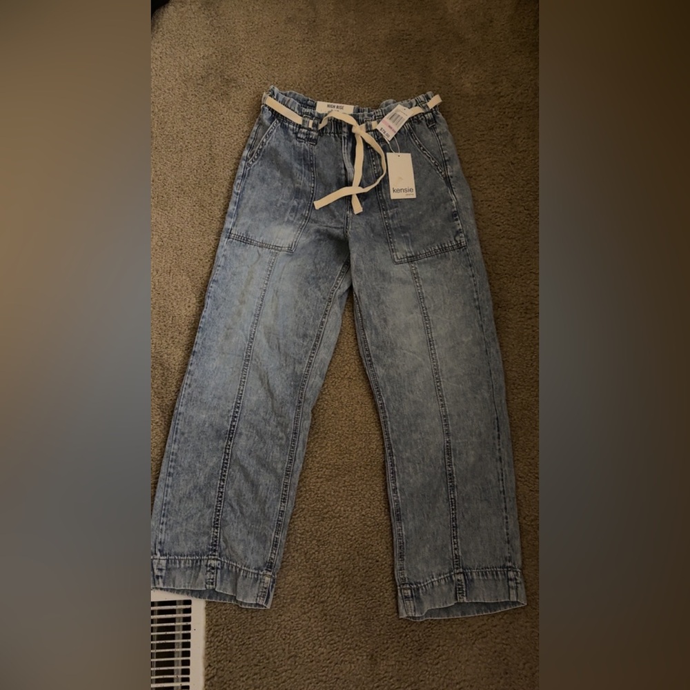 Kensie Blue Relaxed Jeans with Paneled Design